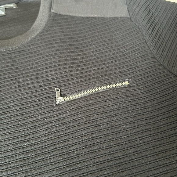 INC international concepts black ribbed pullover with zipper detail  XL - Picture 5 of 6